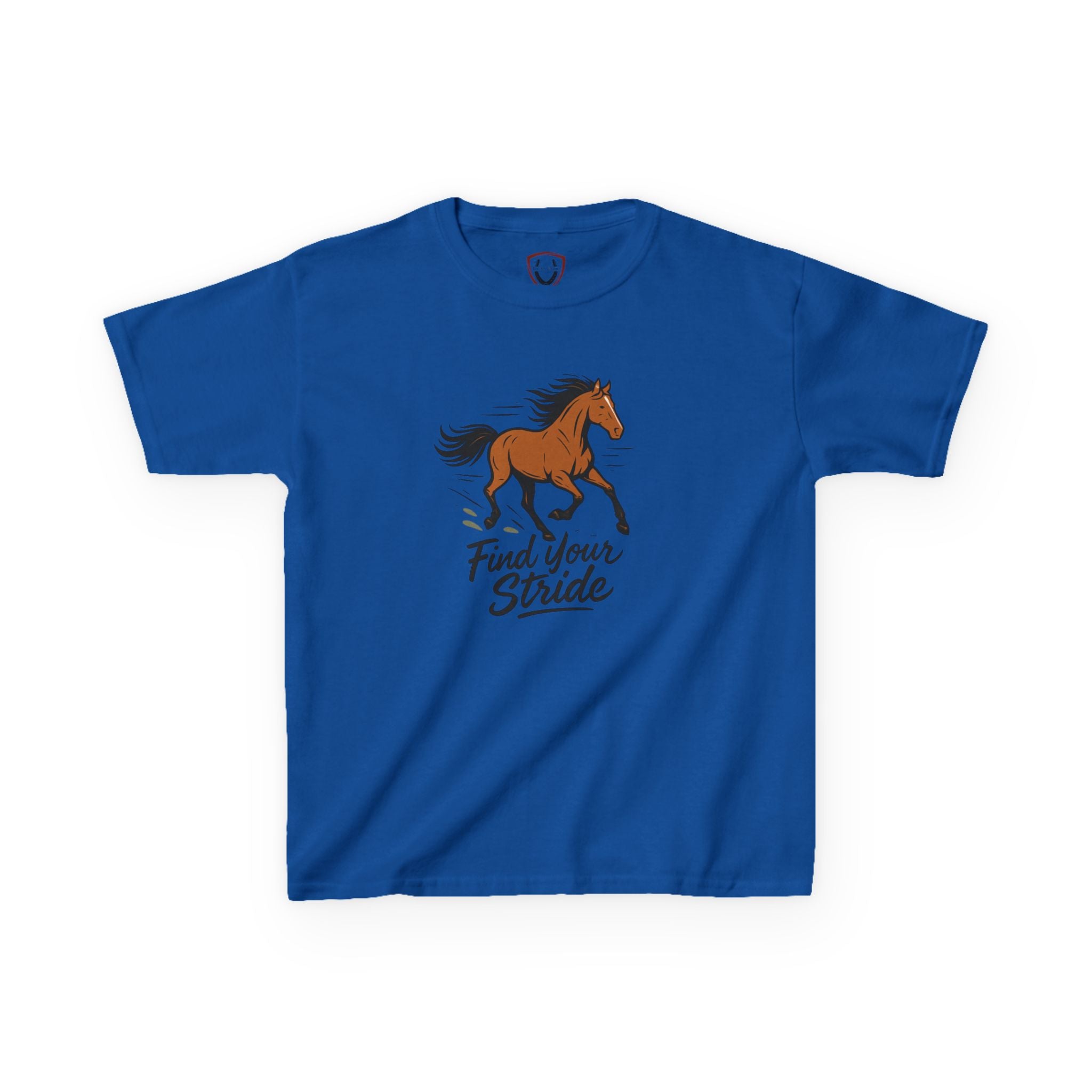 Kids Horse Themed Tee: 'Find Your Stride' Graphic Shirt, Youth Animal Lover Gift, Equestrian Apparel, Birthday Present, Fun Casual Wear