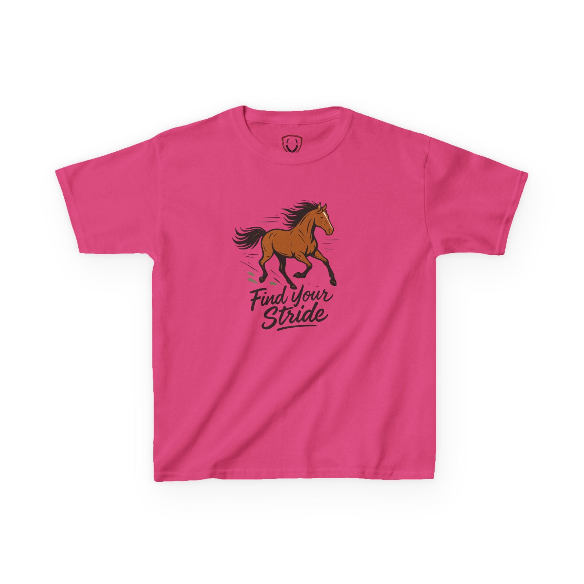 Kids Horse Themed Tee: 'Find Your Stride' Graphic Shirt, Youth Animal Lover Gift, Equestrian Apparel, Birthday Present, Fun Casual Wear