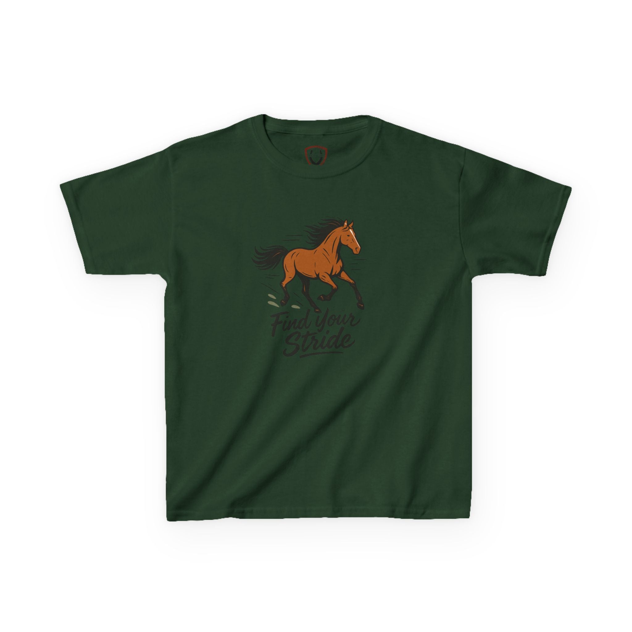 Kids Horse Themed Tee: 'Find Your Stride' Graphic Shirt, Youth Animal Lover Gift, Equestrian Apparel, Birthday Present, Fun Casual Wear