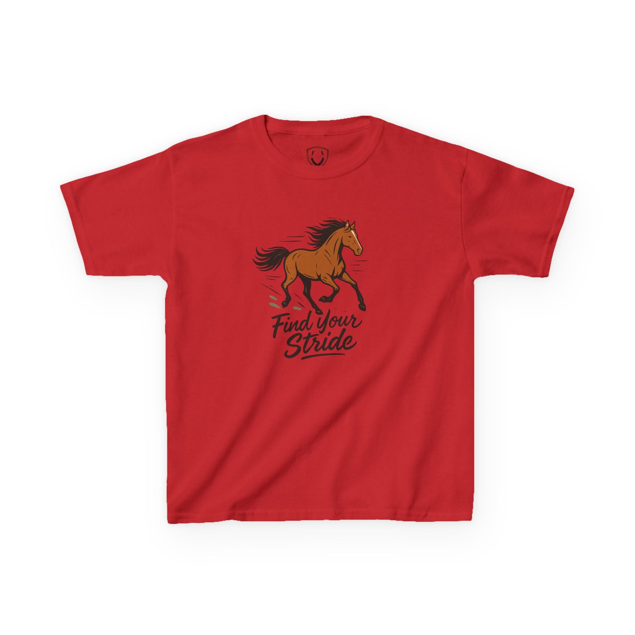 Kids Horse Themed Tee: 'Find Your Stride' Graphic Shirt, Youth Animal Lover Gift, Equestrian Apparel, Birthday Present, Fun Casual Wear